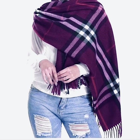 Accessories - NEW Purple Classic Plaid Giant Check Scarf